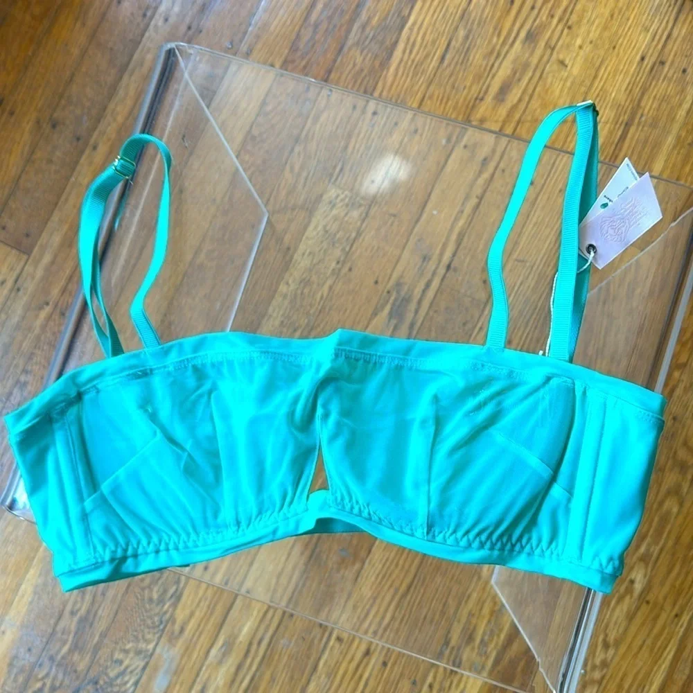 NWT $78 HAH Wired Sheer Mesh Unlined Bra Teal Blue Green Fairy Sz 30-38B